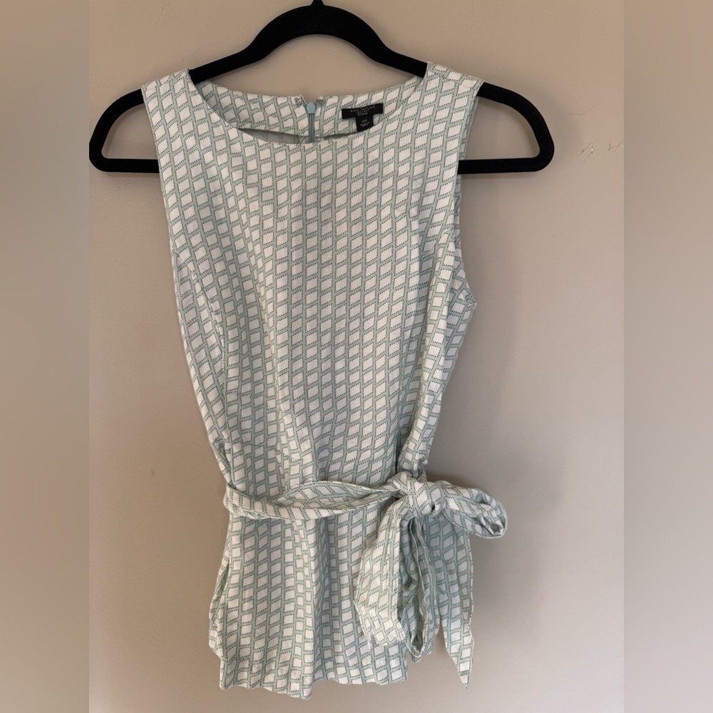 Ann Taylor Mint and White Geometric Dress